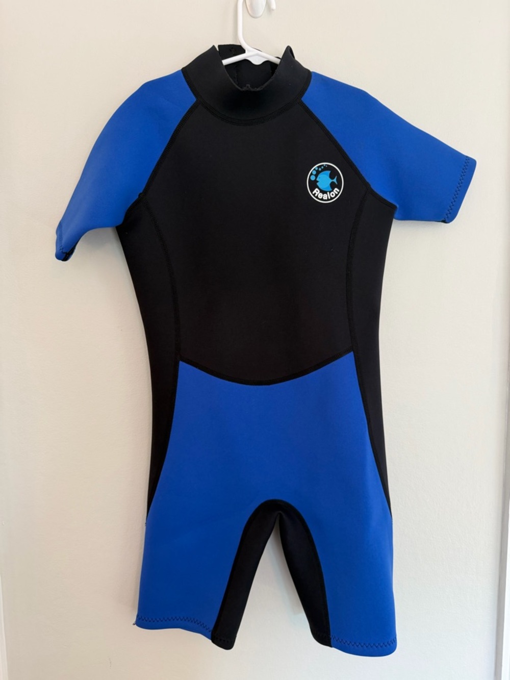 Realon Kids Wetsuit XL Blue Black Shorty Neoprene Surf Swim Back Zip